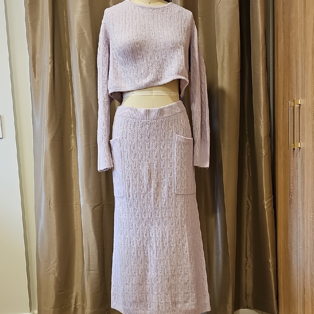 Lavender Knit Skirt Set